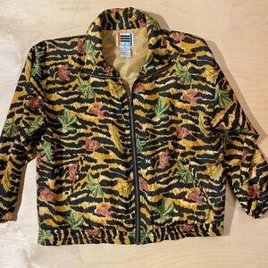 VTG. EVR Bomber Jacket Animal Print and Flowers Large (HV)